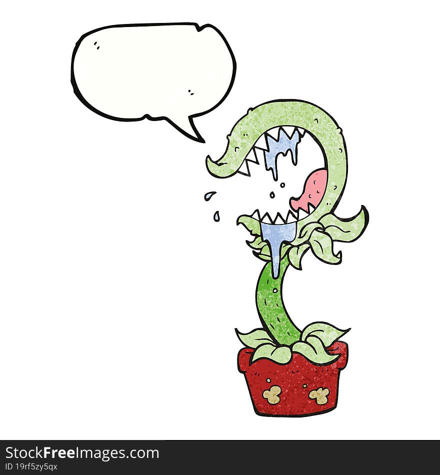 freehand speech bubble textured cartoon carnivorous plant