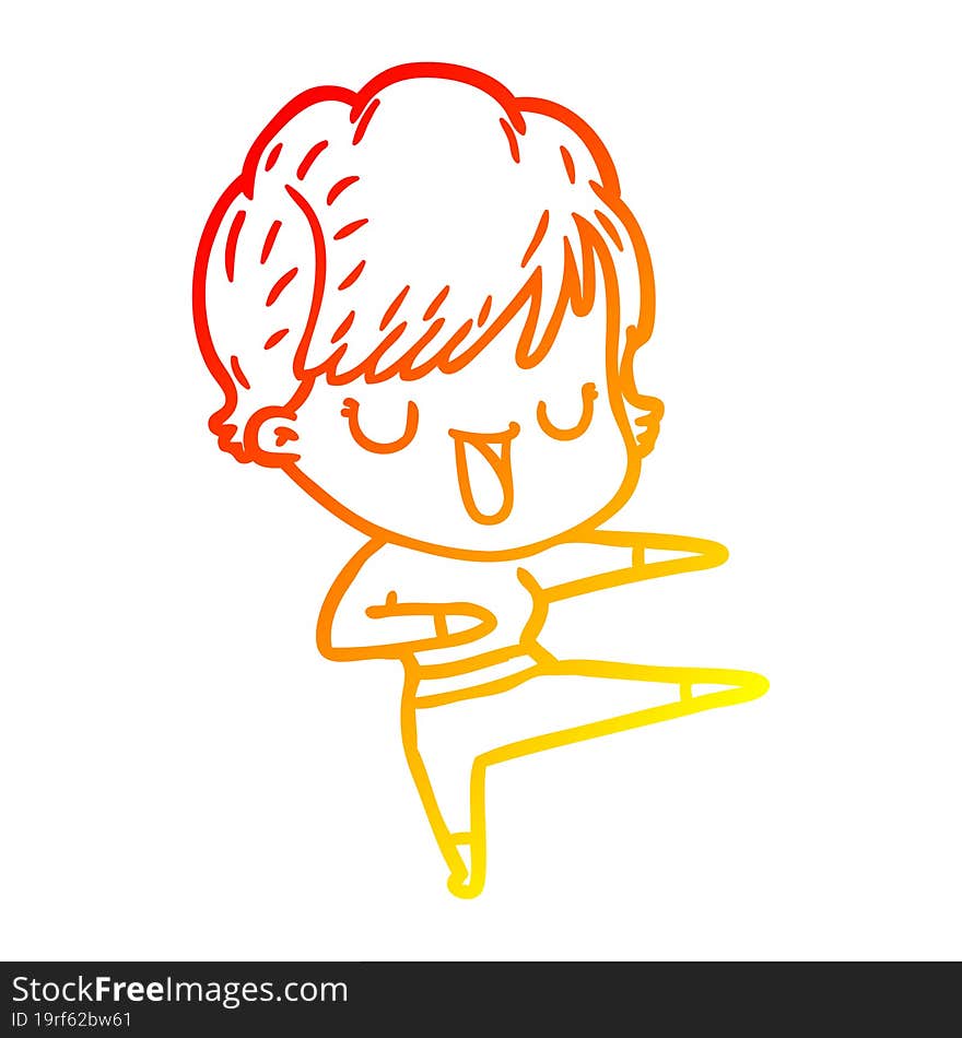 warm gradient line drawing of a cartoon woman talking