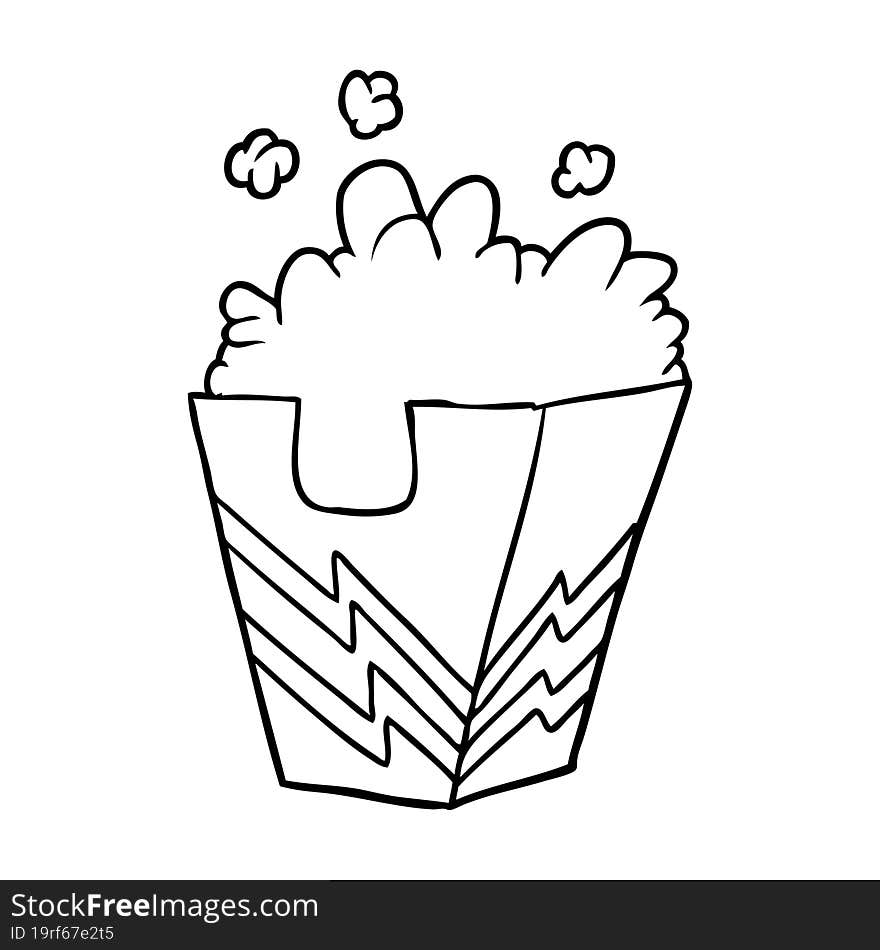 line drawing of a box of popcorn. line drawing of a box of popcorn