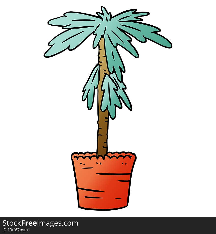 hand drawn gradient cartoon doodle of a house plant