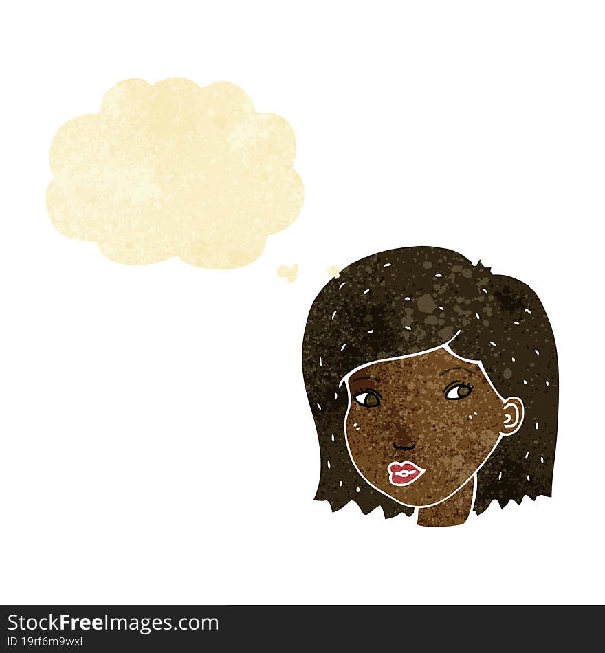 Cartoon Female Face With Thought Bubble