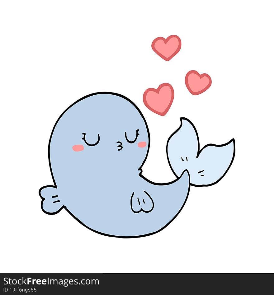 cute cartoon whale in love