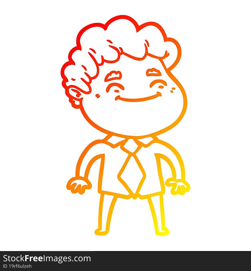 Warm Gradient Line Drawing Cartoon Friendly Man