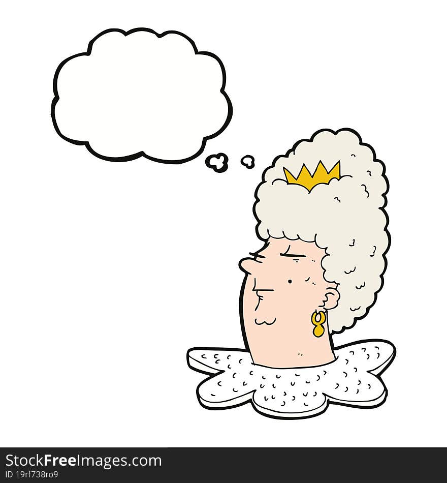 cartoon queen\'s head with thought bubble