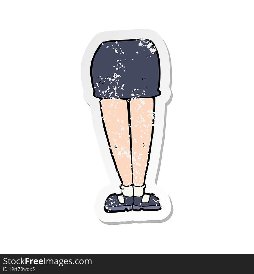 retro distressed sticker of a cartoon female legs