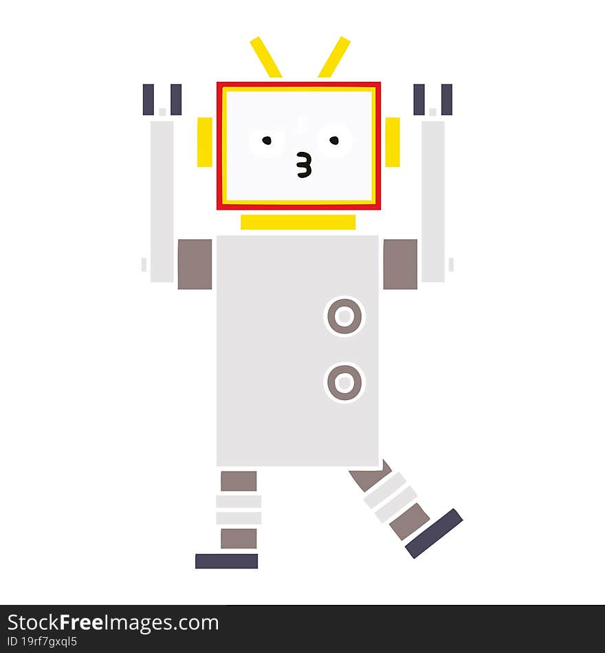 flat color retro cartoon of a robot