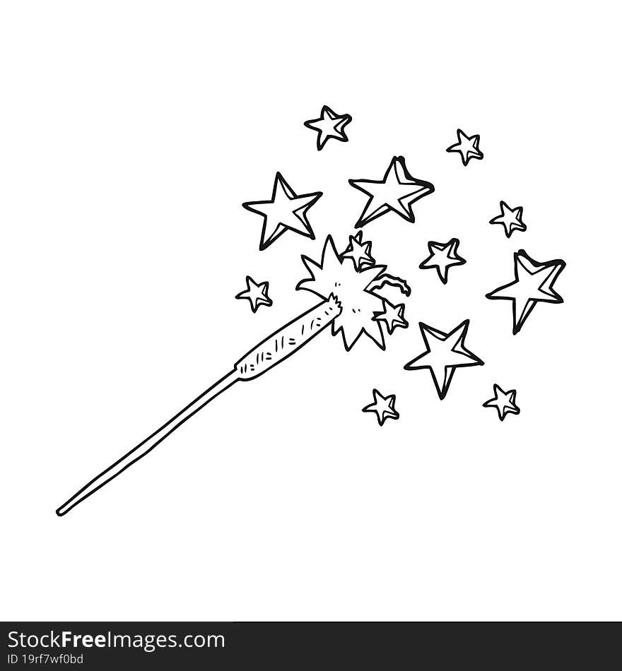 freehand drawn black and white cartoon sparkler