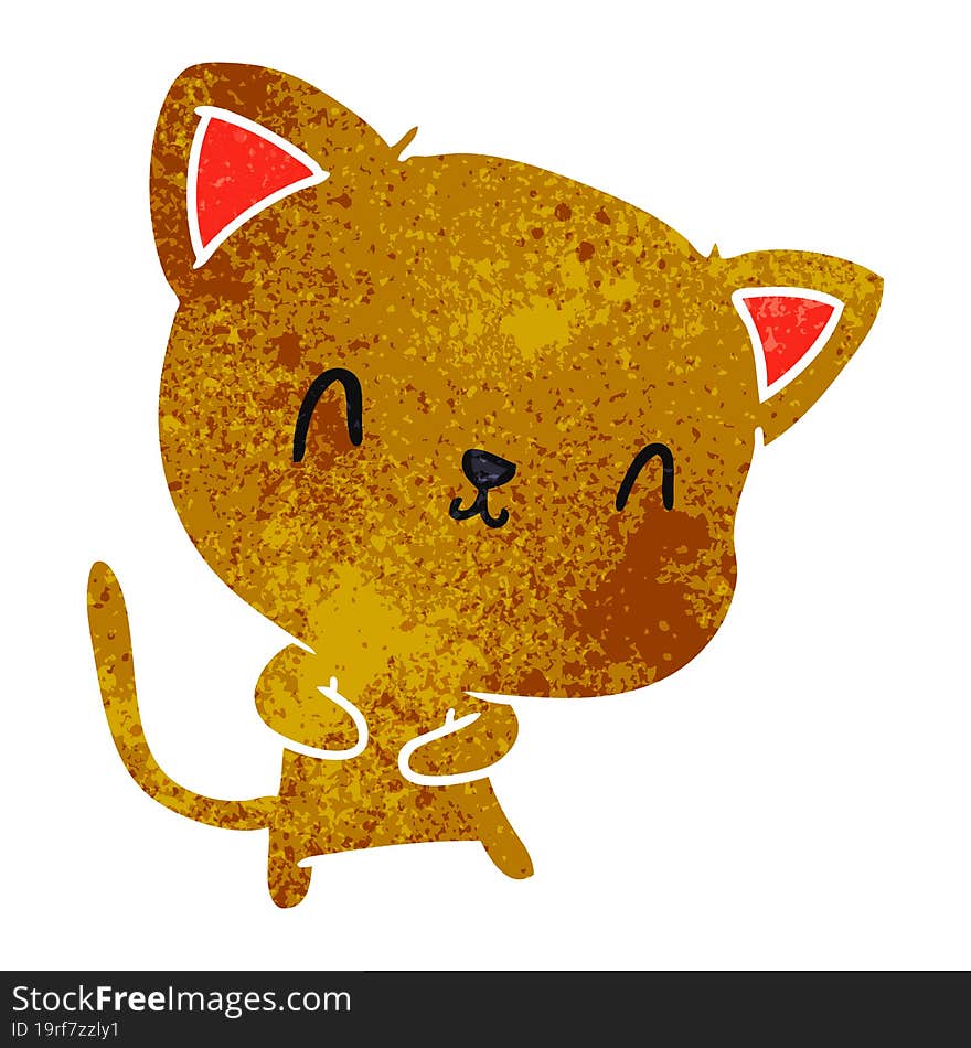 retro cartoon illustration of cute kawaii cat. retro cartoon illustration of cute kawaii cat