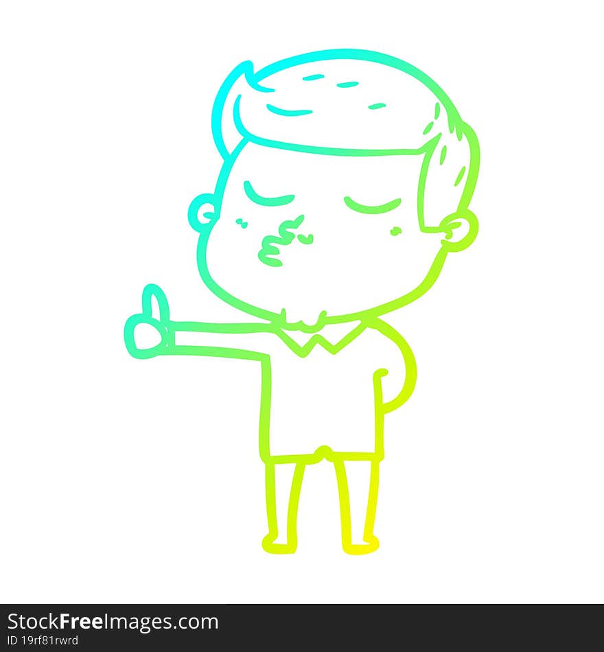 cold gradient line drawing of a cartoon model guy pouting