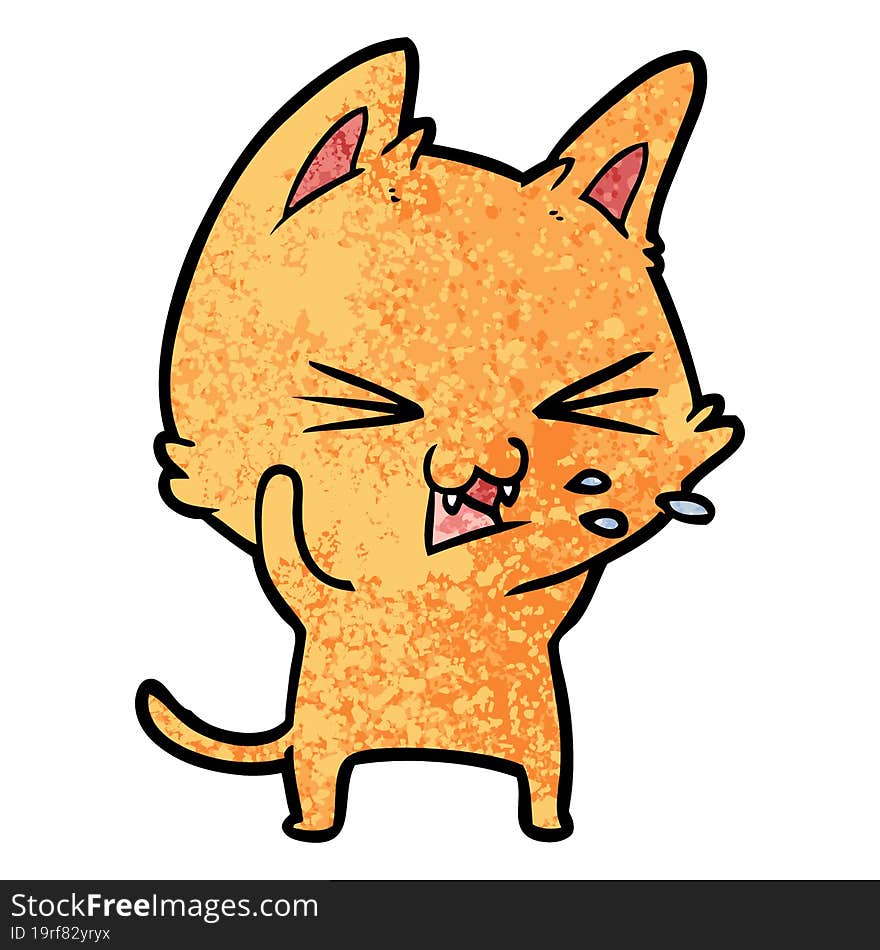 cartoon cat hissing. cartoon cat hissing