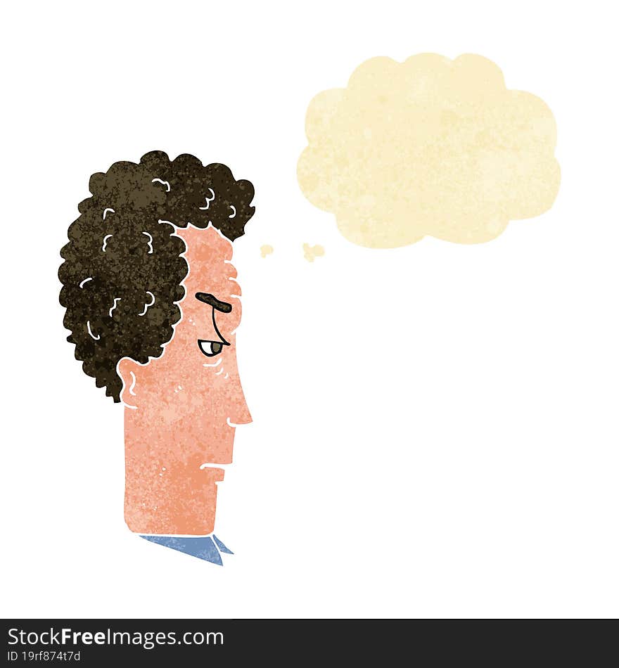 cartoon annoyed man with thought bubble