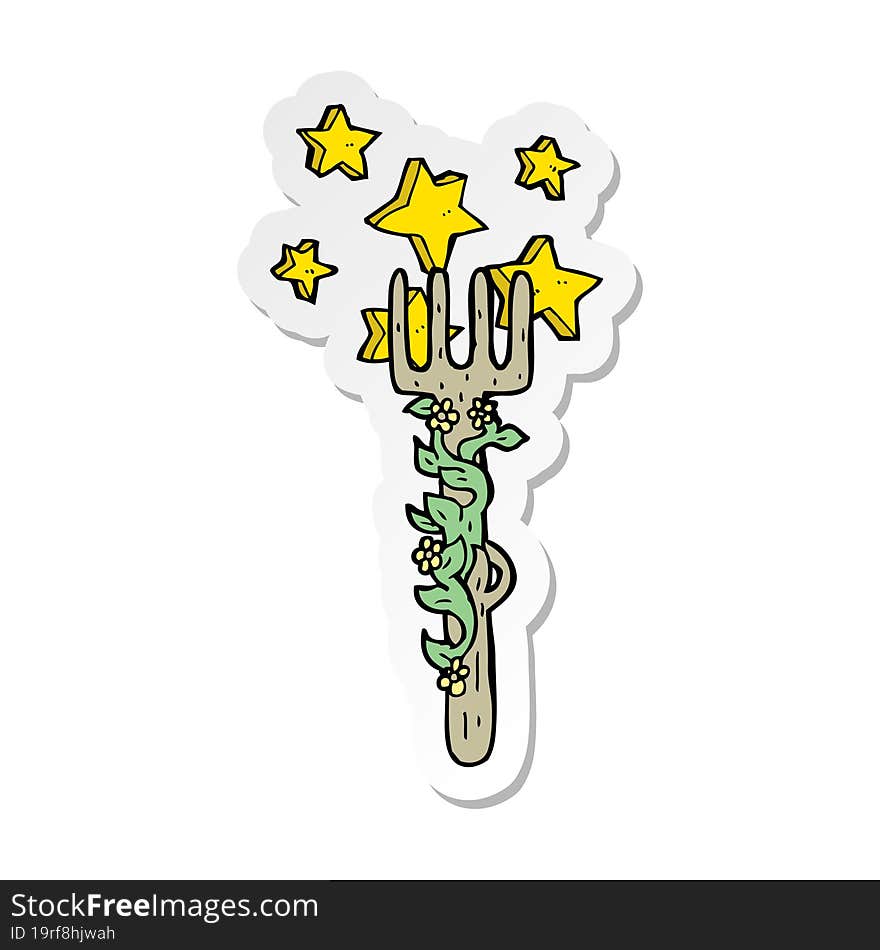 sticker of a cartoon ornate wooden fork