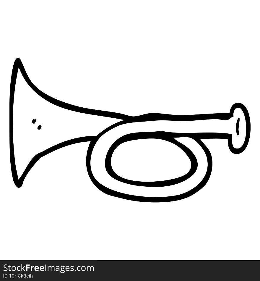 line drawing cartoon metal trumpet