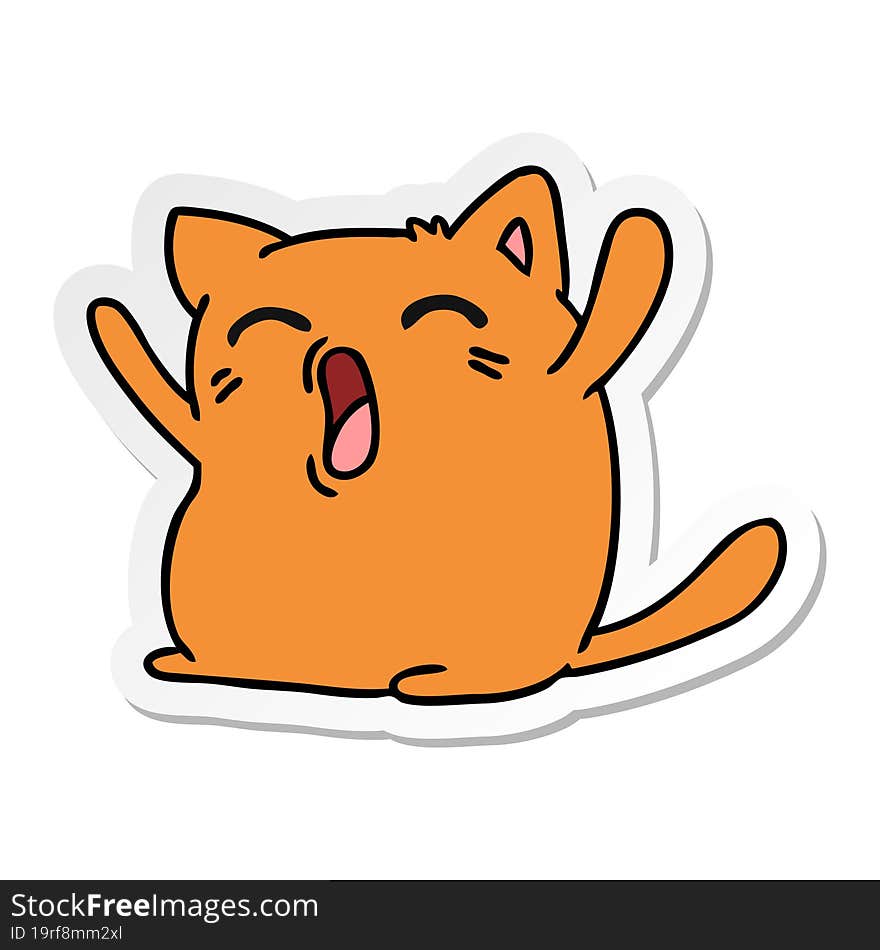 Sticker Cartoon Of Cute Kawaii Cat