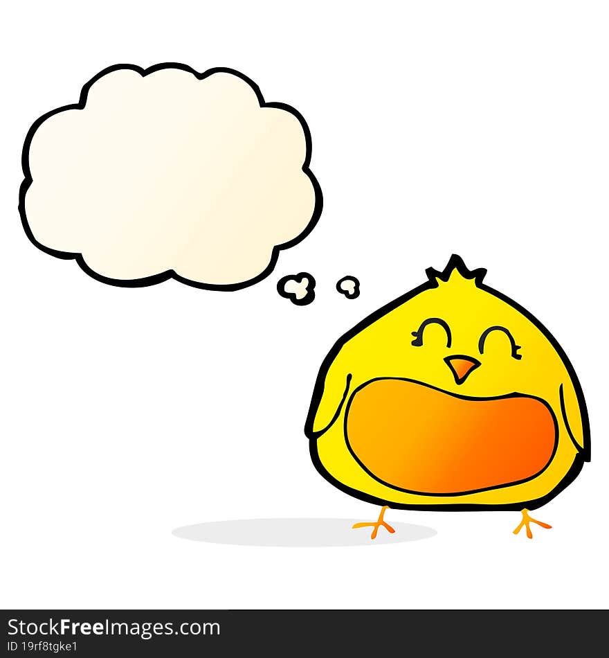 Cartoon Fat Bird With Thought Bubble