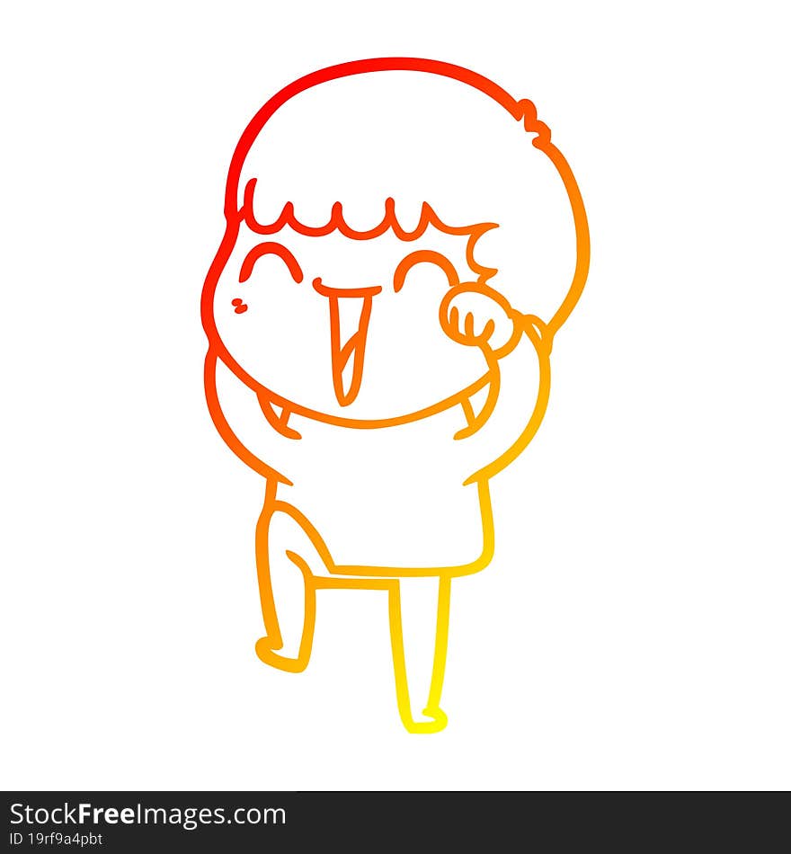 warm gradient line drawing of a cartoon happy man