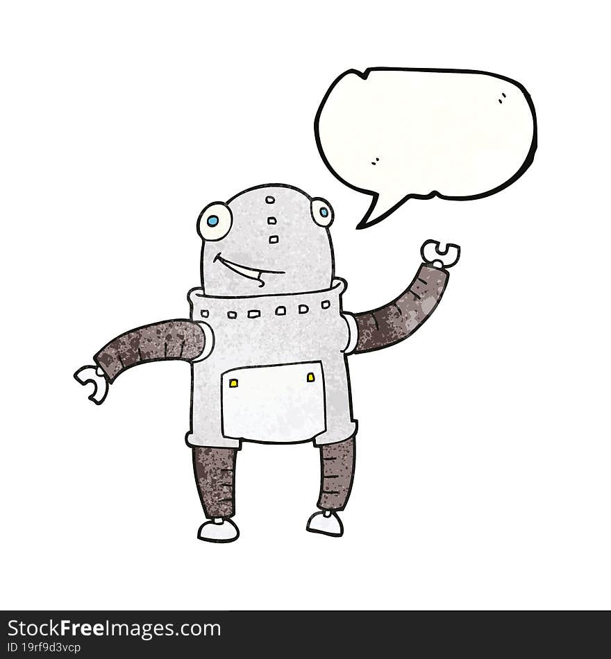 speech bubble textured cartoon robot