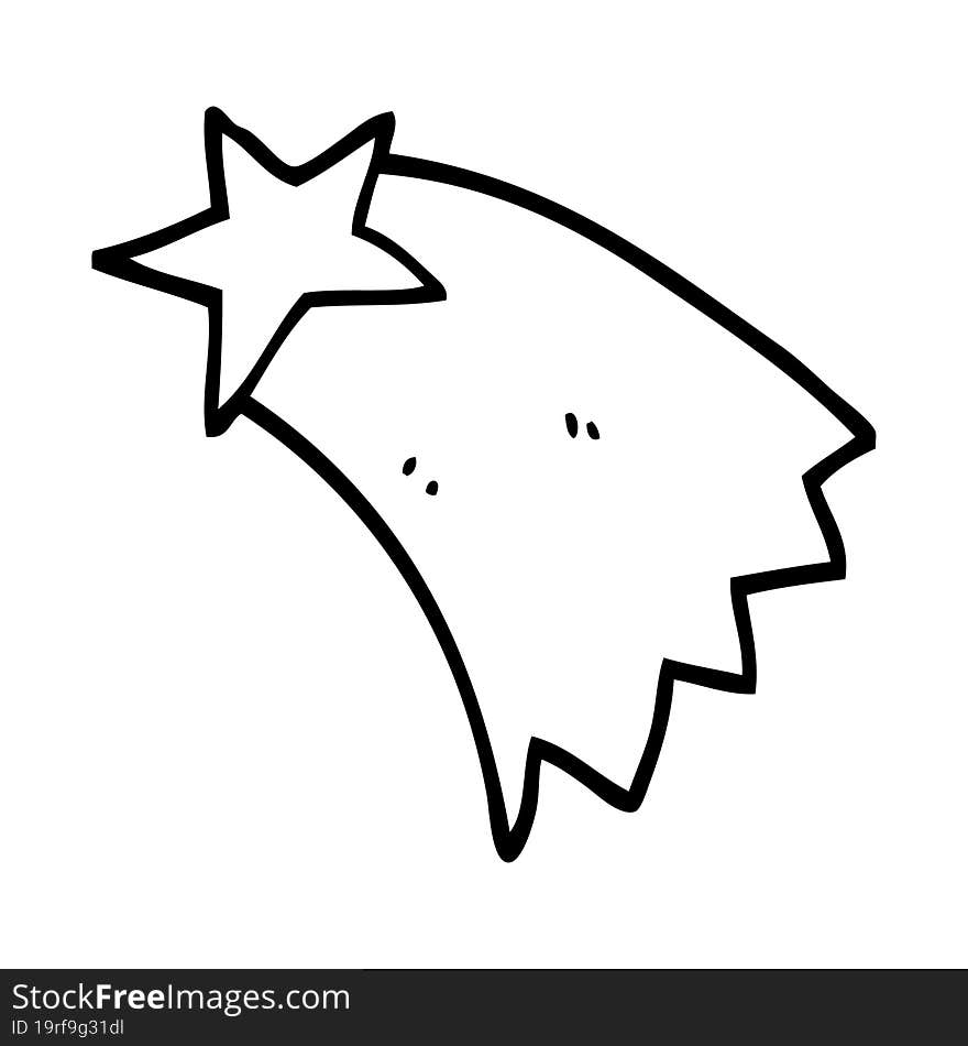 black and white cartoon shooting star