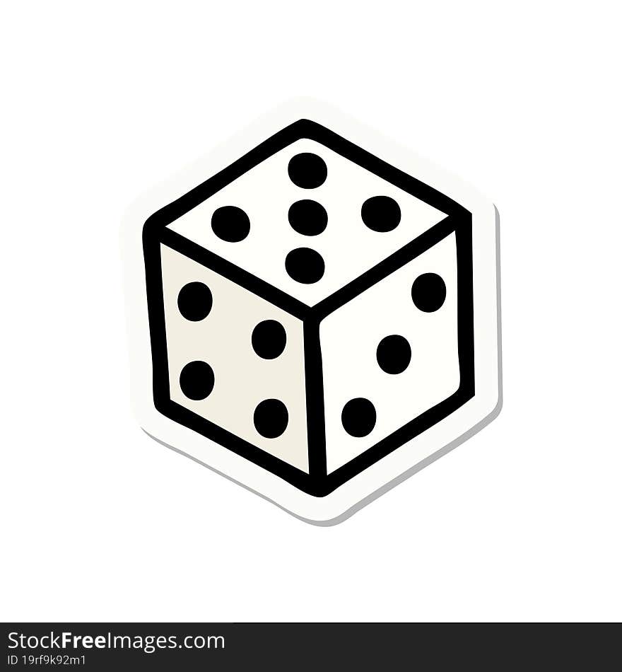 Tattoo Style Sticker Of A Dice