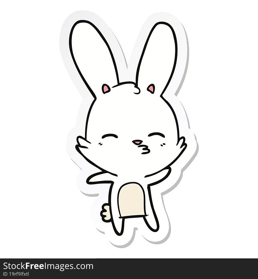 sticker of a curious bunny cartoon