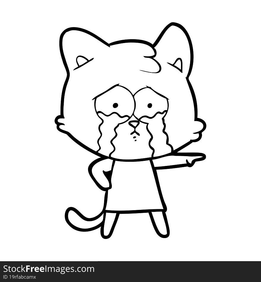 cartoon crying cat. cartoon crying cat