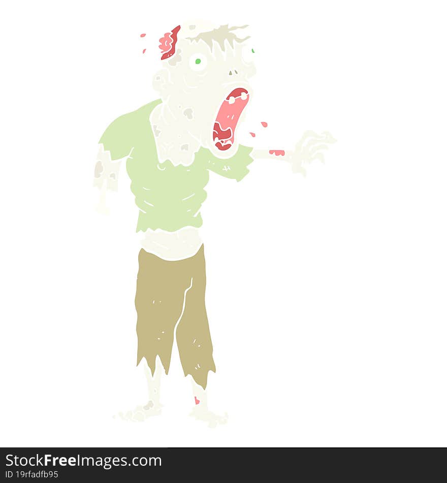 Flat Color Illustration Of A Cartoon Zombie