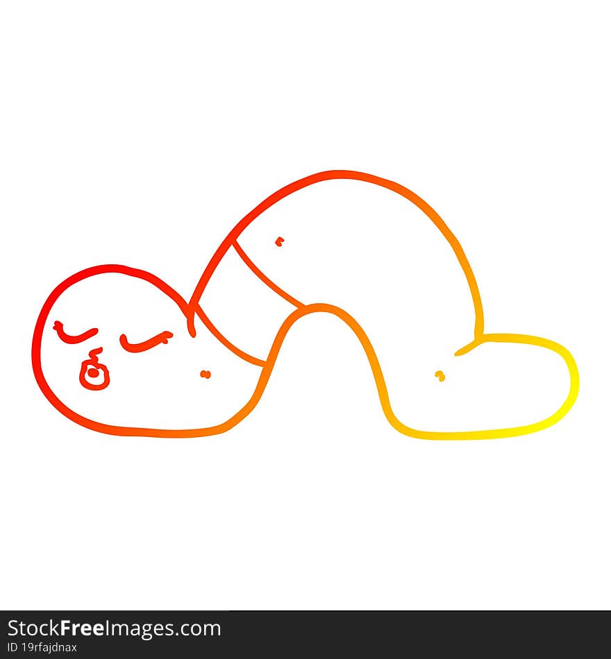 warm gradient line drawing of a cartoon worm