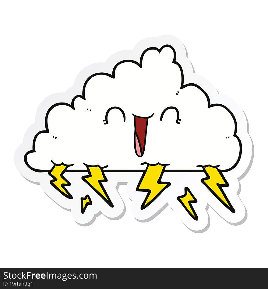 sticker of a cartoon thundercloud