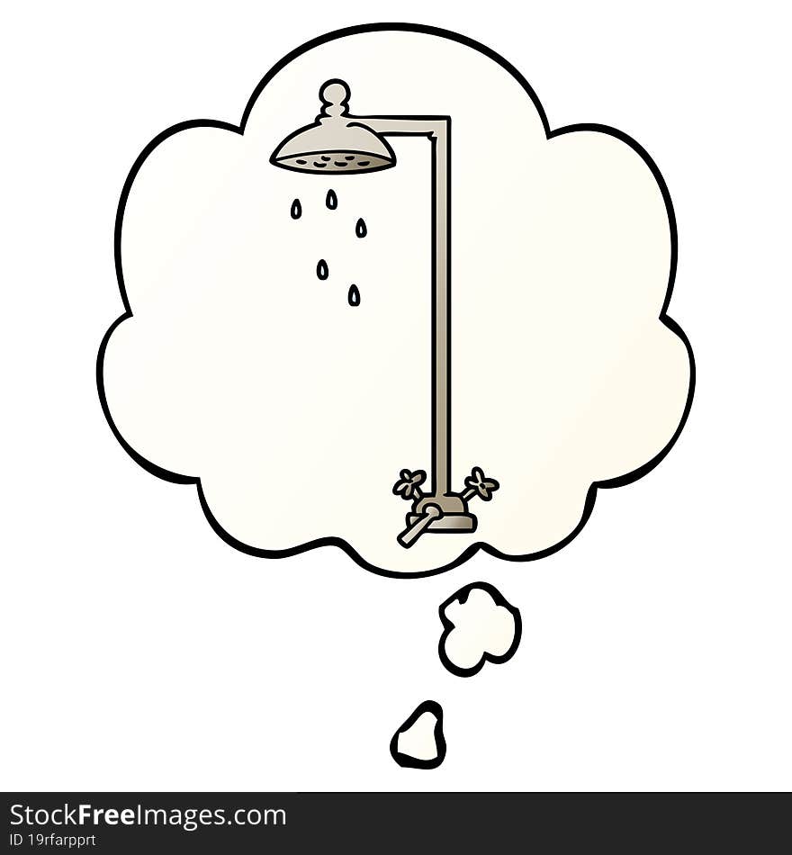 cartoon shower and thought bubble in smooth gradient style