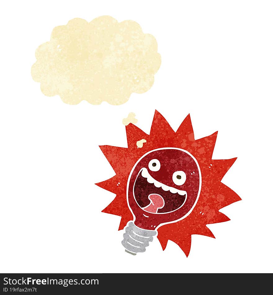 Cartoon Red Lightbulb With Thought Bubble