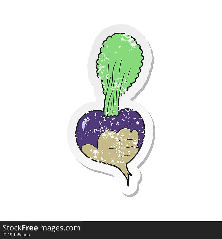 retro distressed sticker of a cartoon beetroot