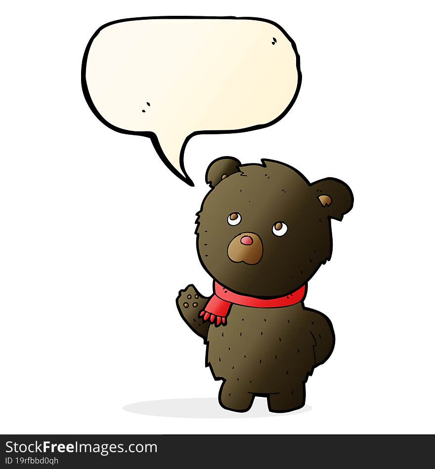 Cartoon Cute Black Bear With Speech Bubble