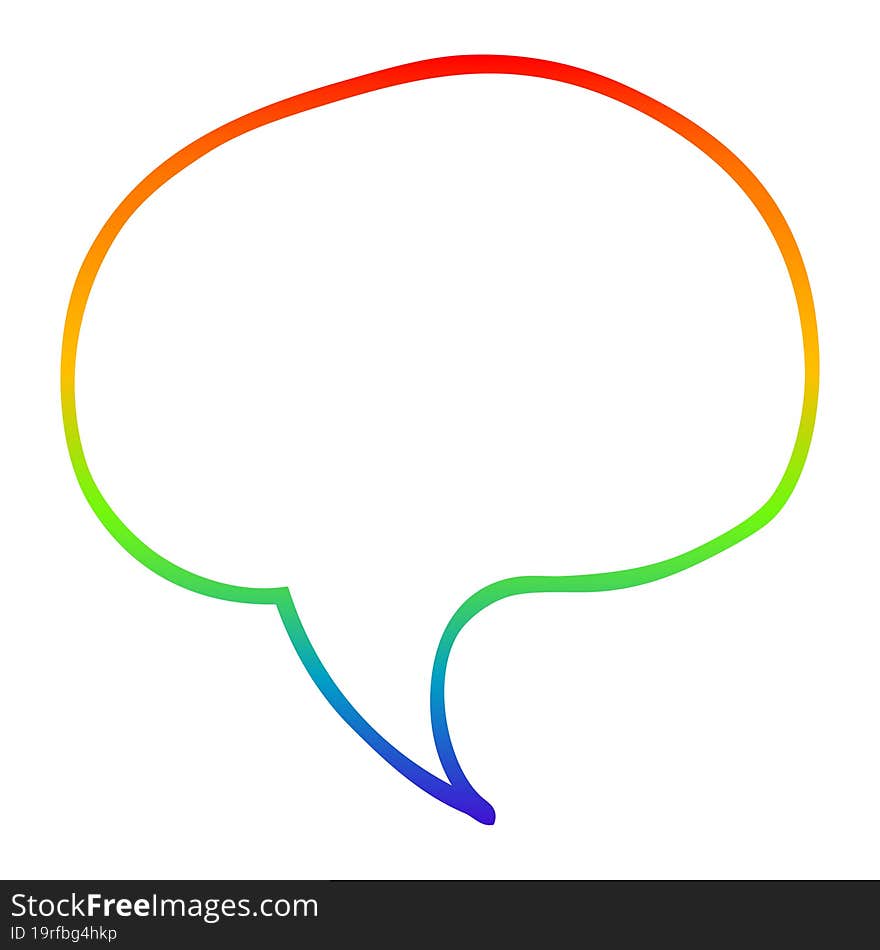 rainbow gradient line drawing cartoon speech bubble