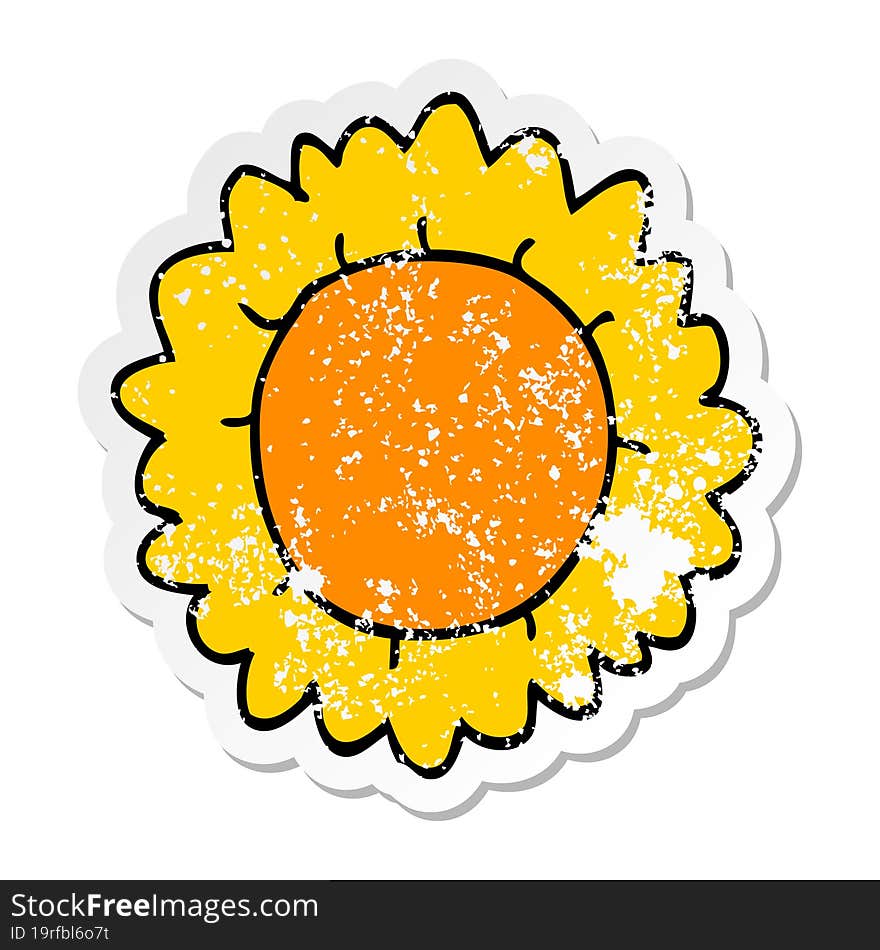 distressed sticker of a cartoon flower