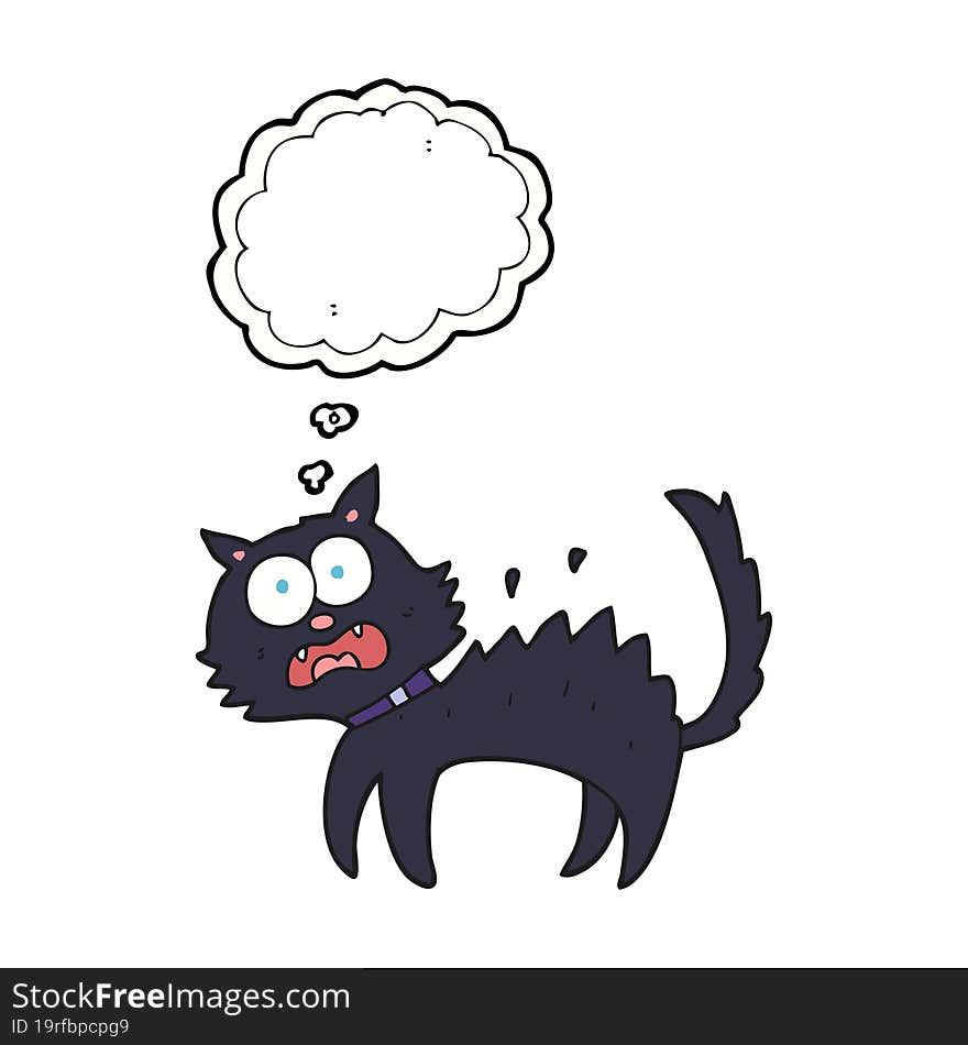 Thought Bubble Cartoon Scared Black Cat