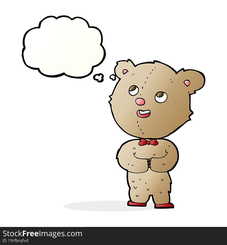 cartoon cute teddy bear with thought bubble