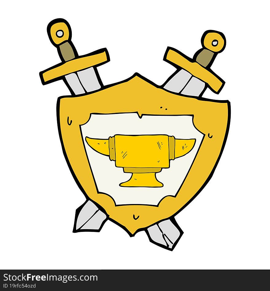 Cartoon Blacksmith Anvil Heraldry Symbol