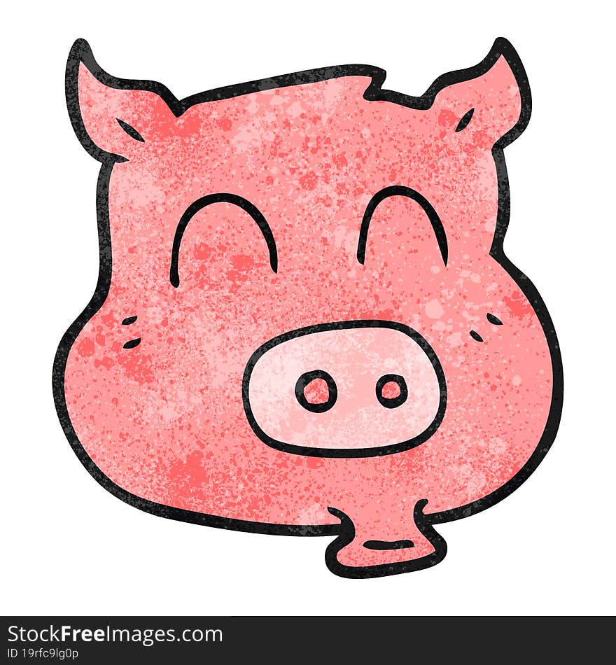 freehand textured cartoon pig