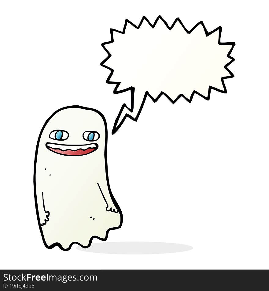 funny cartoon ghost with speech bubble