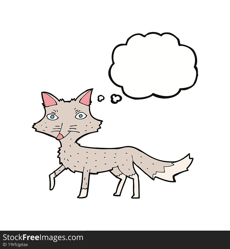 cartoon little wolf with thought bubble