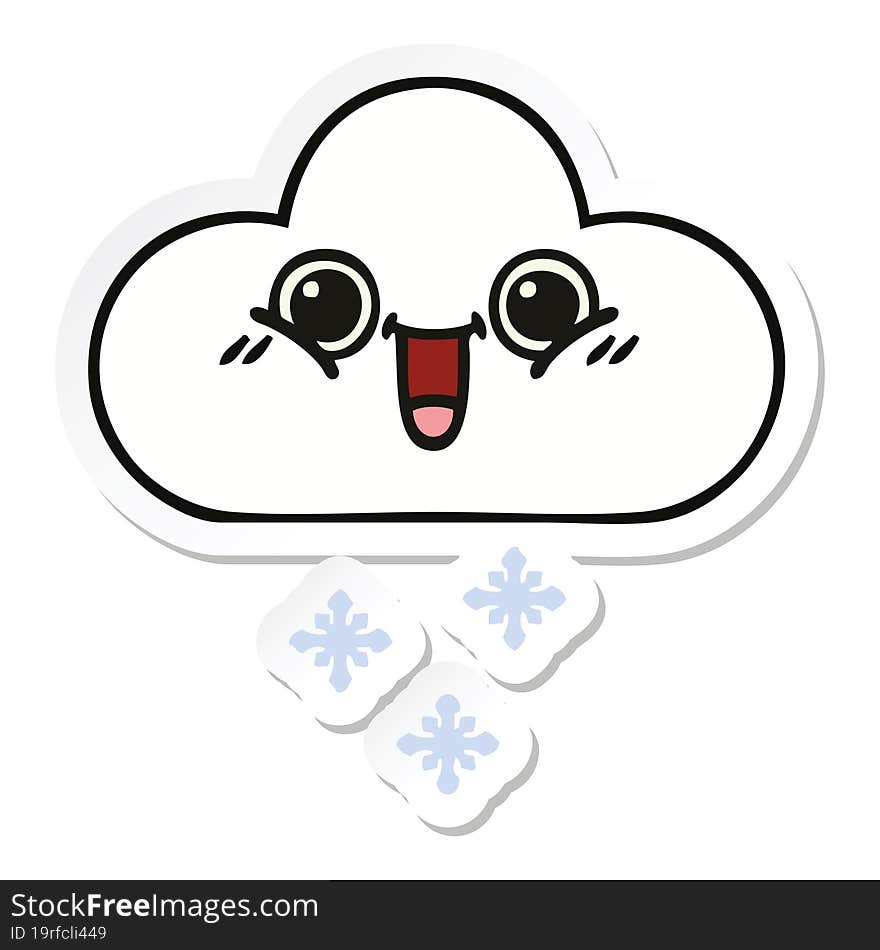 sticker of a cute cartoon snow cloud