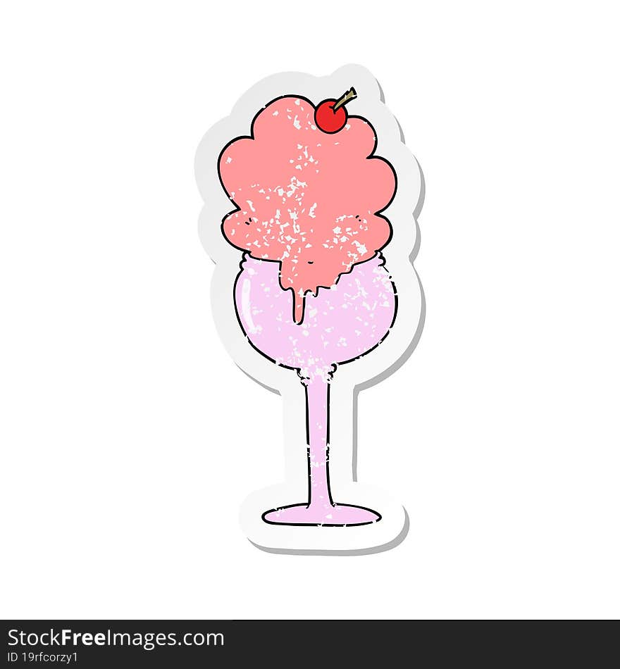 distressed sticker of a cartoon ice cream desert