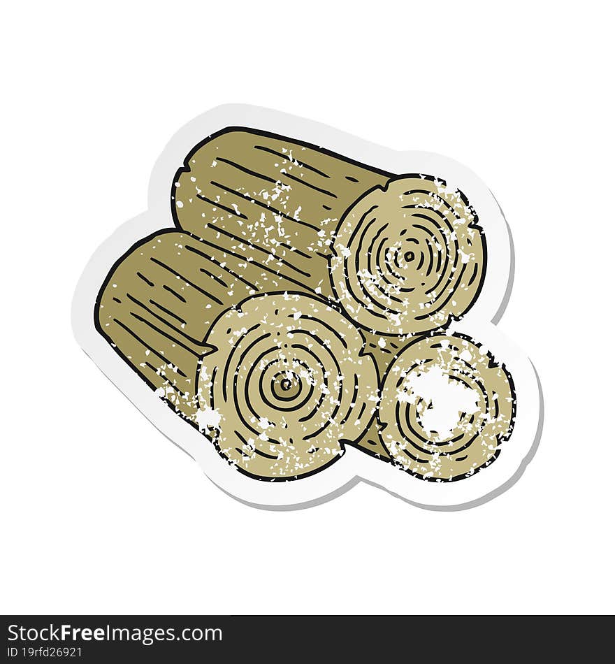 retro distressed sticker of a cartoon logs