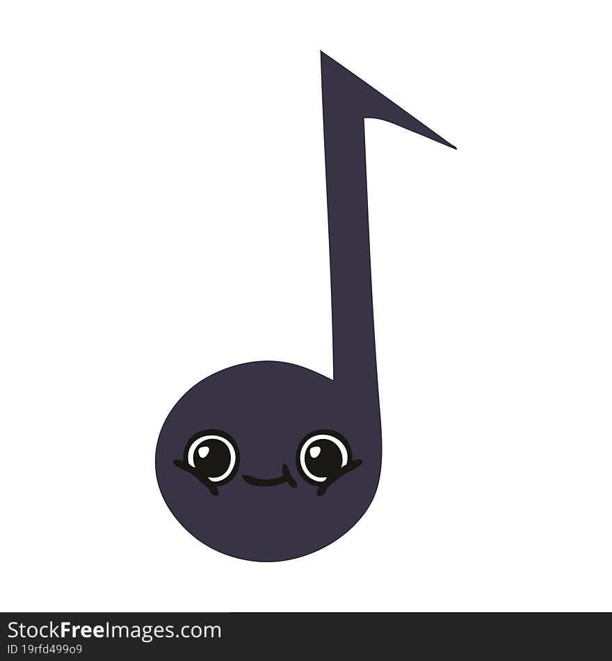 flat color retro cartoon of a musical note