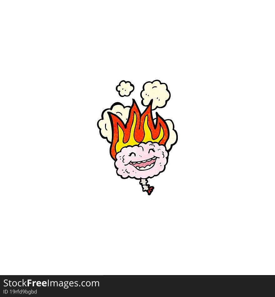 cartoon flaming brain