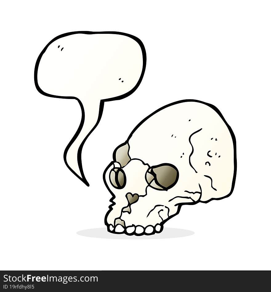 cartoon spooky skull with speech bubble