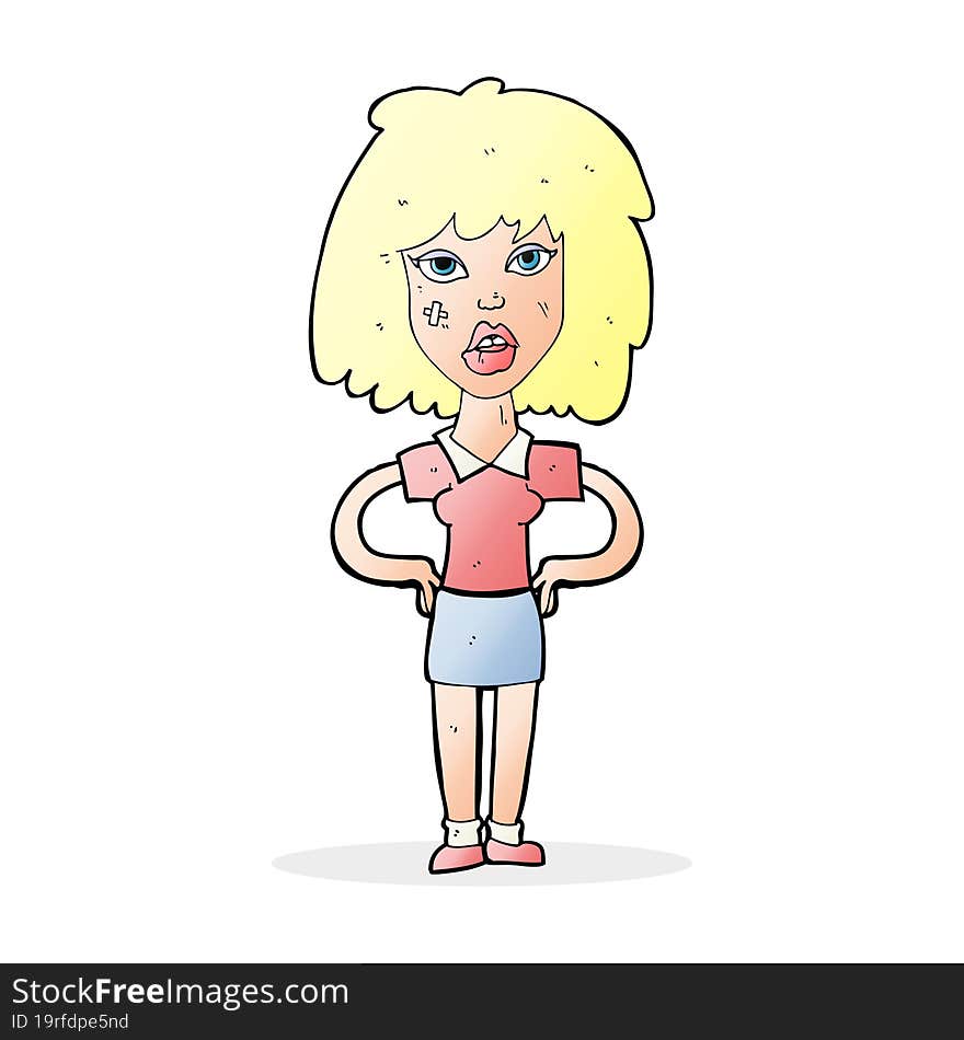 cartoon tough woman