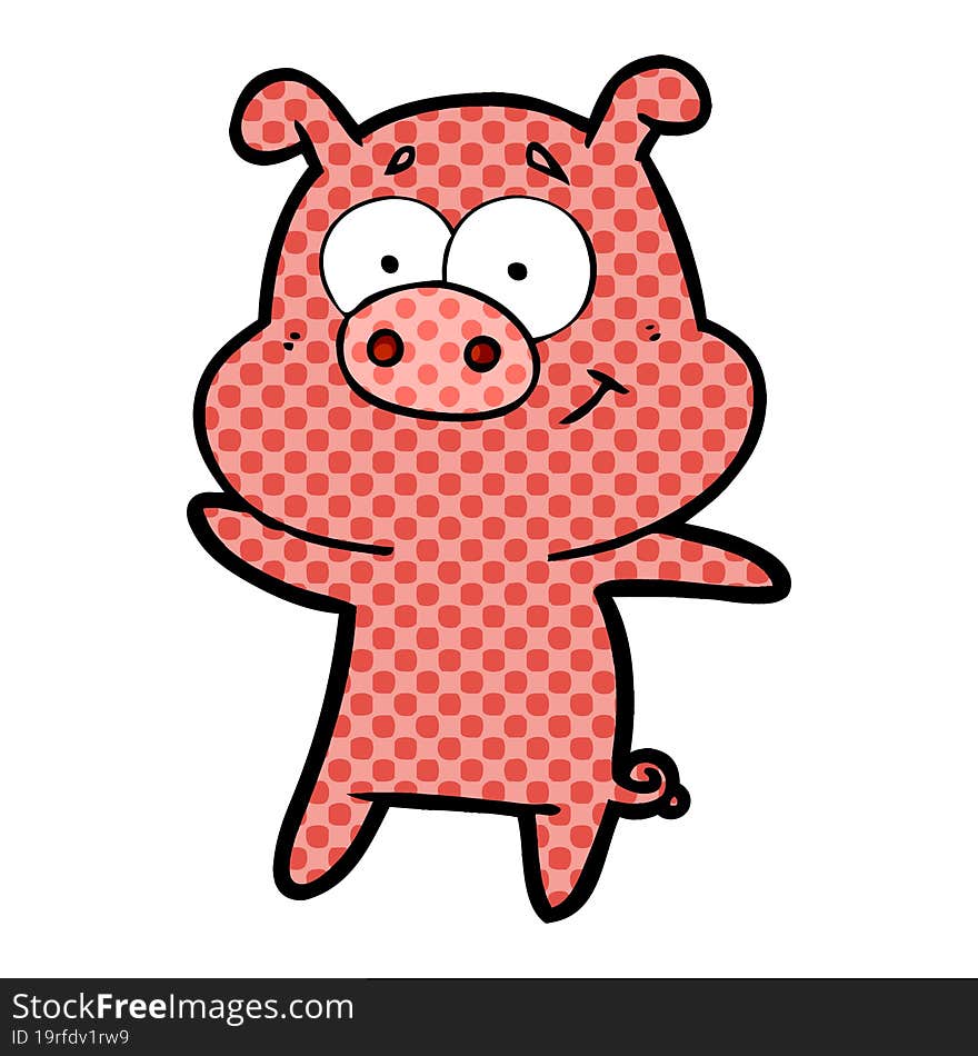 happy cartoon pig. happy cartoon pig