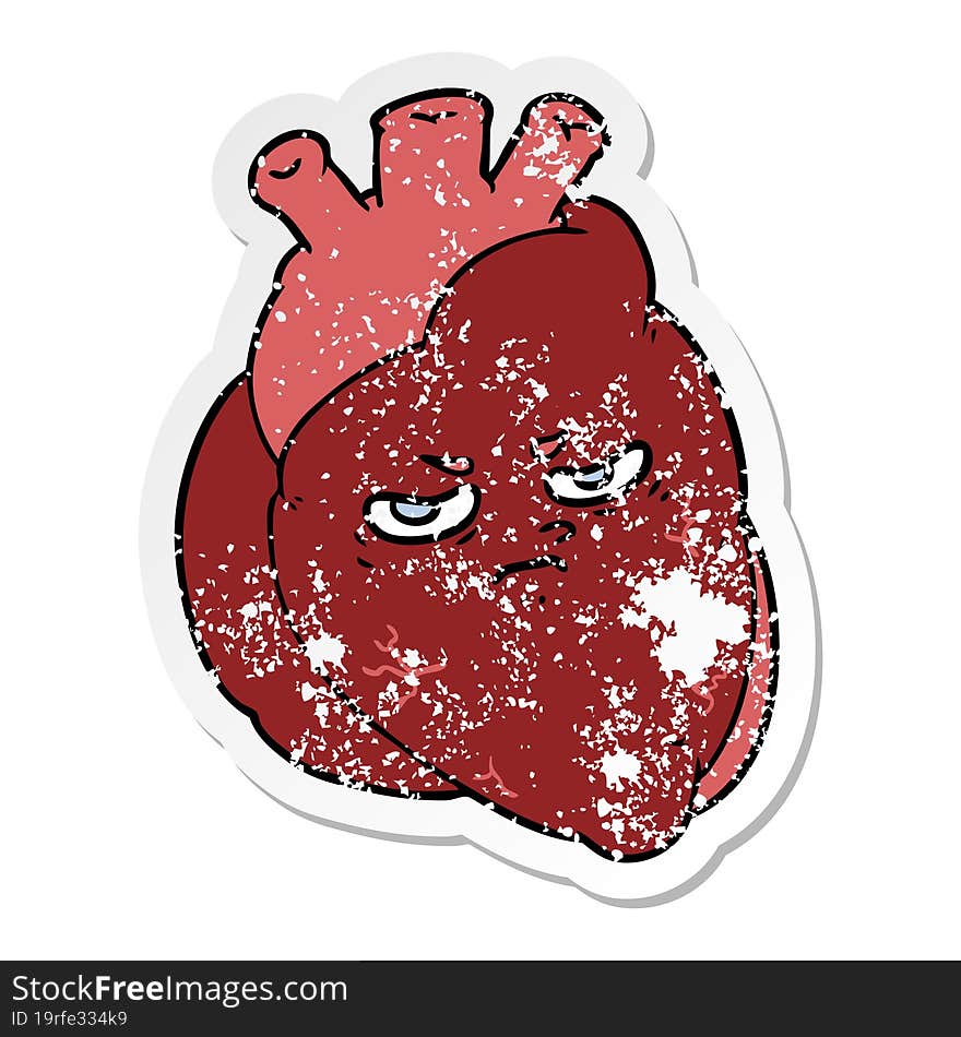 distressed sticker of a cartoon heart