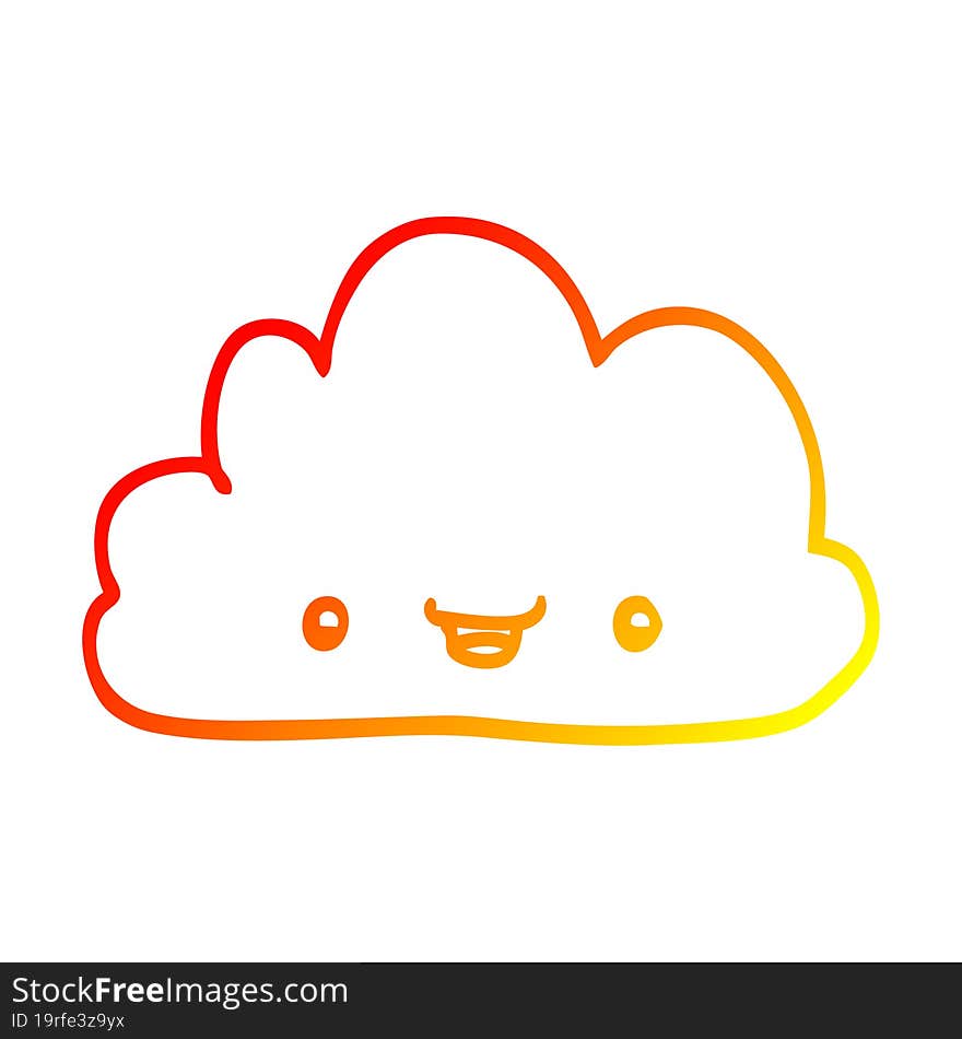 warm gradient line drawing happy cartoon cloud